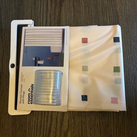 Room Essentials Shower Curtain With Rings Cream White Floral 13 Piece PEVA‎ - Picture 3 of 6